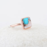 Pink Opal Copper Turquoise Ring - Rose Gold Plated Ring - 925 Silver - 10x10mm Square - Indian Jewelry - Gift For Summer - Jewelry For Lady